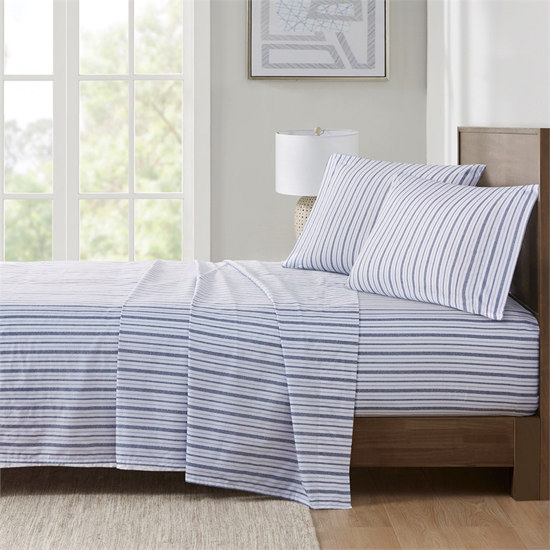 Olliix Madison Park Essentials 200 Thread Count Printed King Sheet Set in Blue