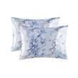Olliix Madison Park Essentials Printed Satin Twin Sheet Set in Blue Marble