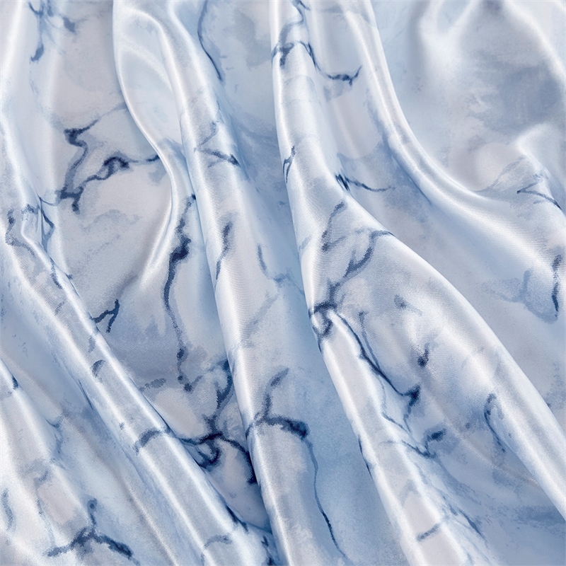 Olliix Madison Park Essentials Printed Satin King Sheet Set in Blue Marble