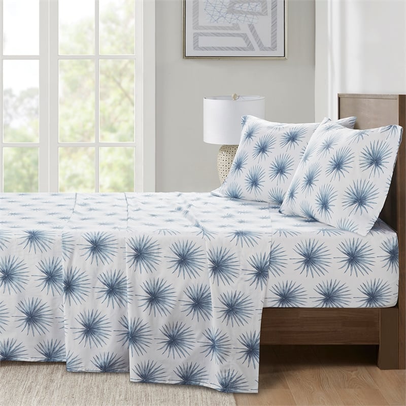 Olliix Madison Park Essentials 200 Thread Count Printed Full Sheet Set in Blue