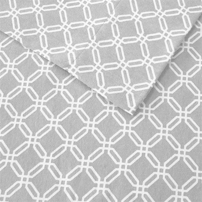 Olliix True North by Sleep Philosophy Cozy Flannel King Sheet Set in Grey Geo