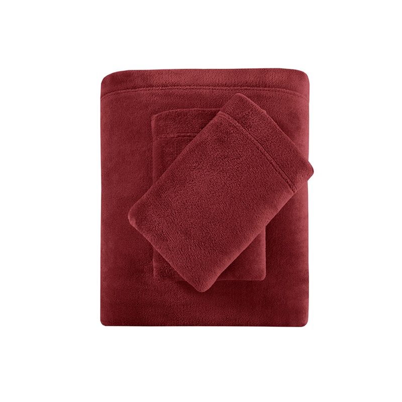 Olliix True North by Sleep Philosophy Soloft Plush Twin Sheet Set in Burgundy