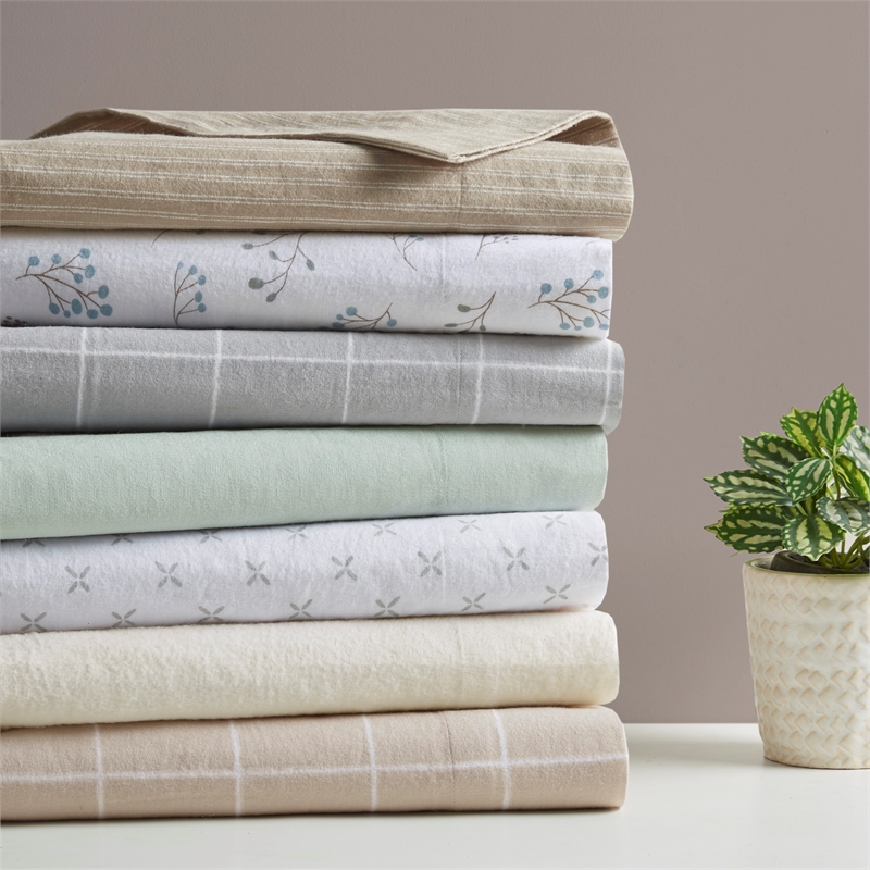 Olliix True North by Sleep Philosophy Cozy Flannel King Sheet Set in Grey