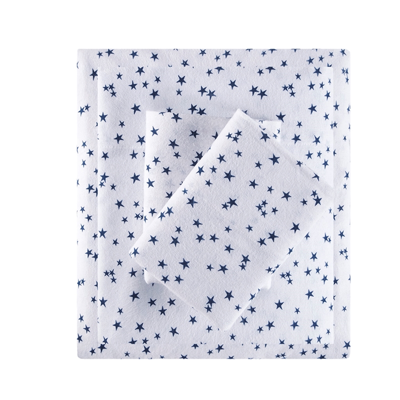 Olliix Intelligent Design Cozy Soft Full Sheet Set Cotton in Blue Stars