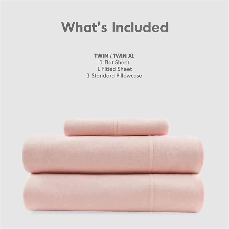 Olliix Intelligent Design Blend Jersey Knit Full Sheet Set in Blush