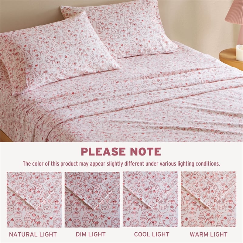 Olliix Intelligent Design Cozy Soft Full Sheet Set Cotton in Holiday Doodles