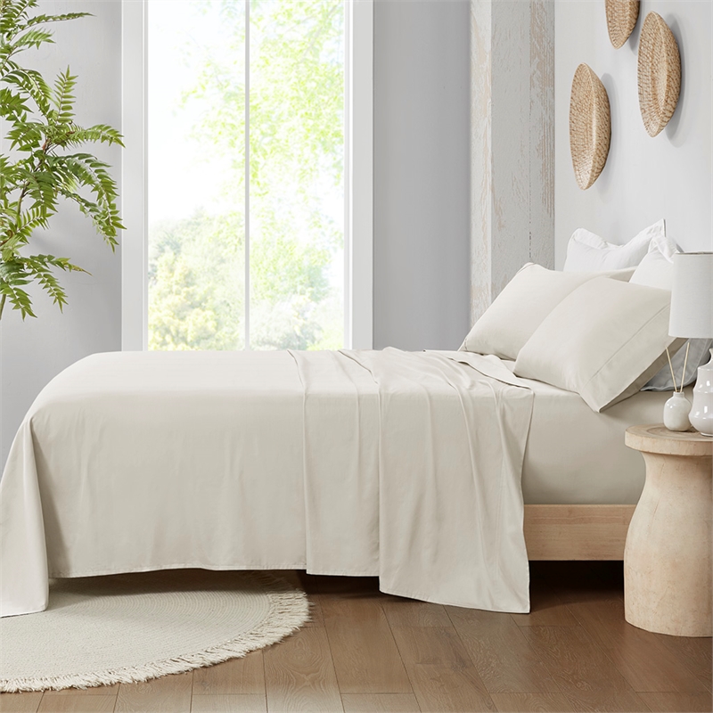 Olliix Madison Park 300 Thread Count Organic King Sheet Set in Ivory