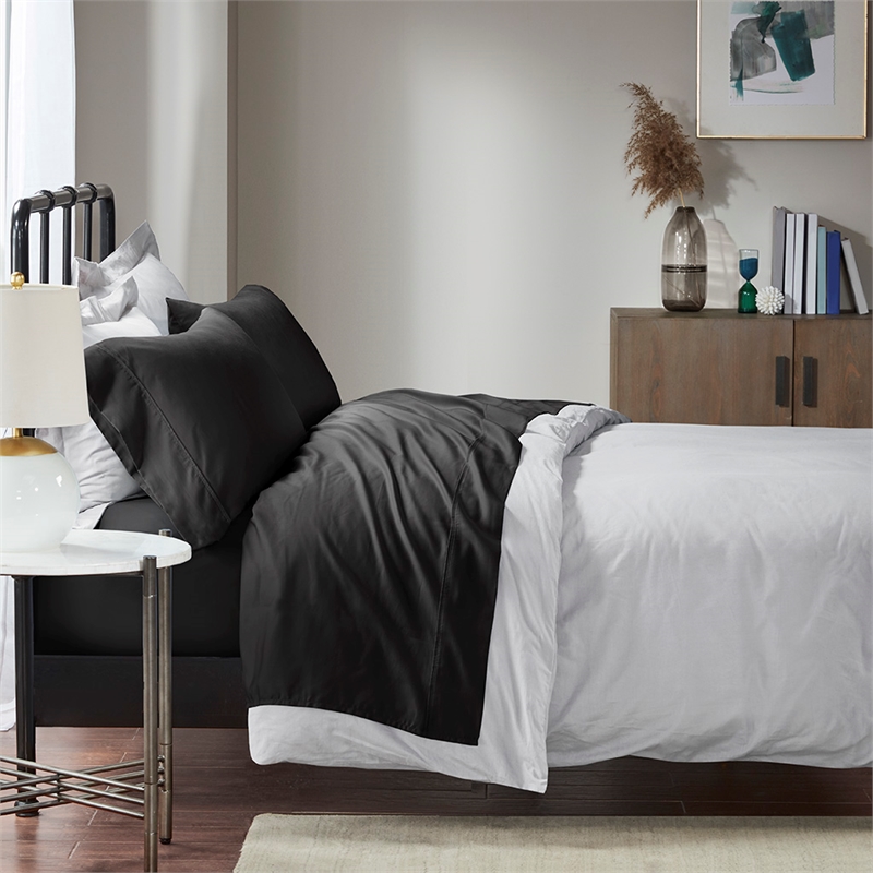 Olliix Madison Park 1500 Thread Count King Sheet Set Cotton in Black