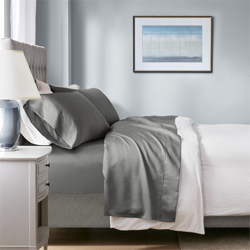 Olliix Madison Park 1000 Thread Count King Sheet Set Cotton in Charcoal