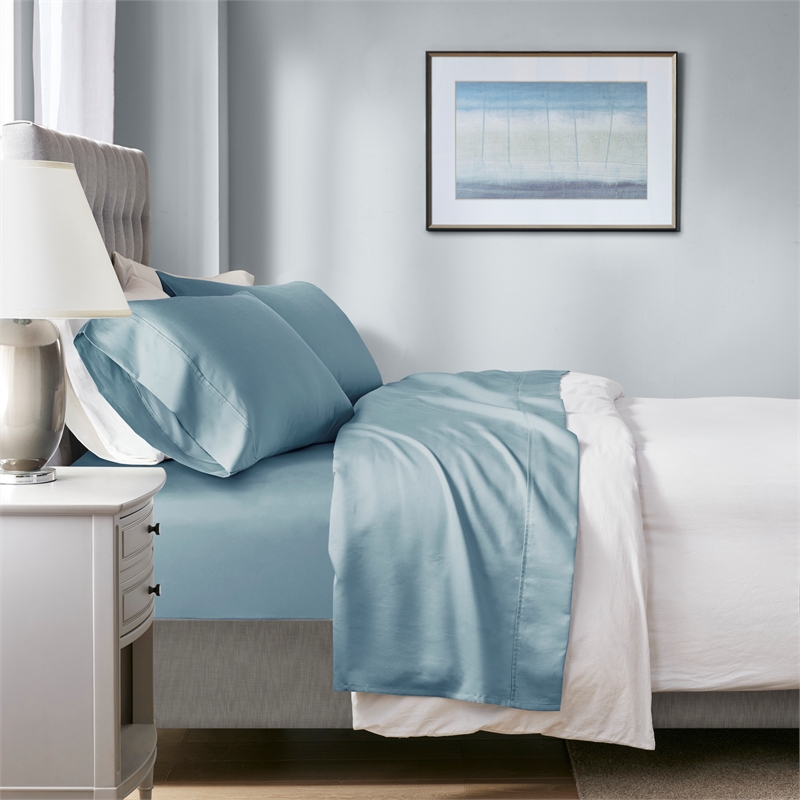 Olliix Madison Park 1000 Thread Count King Sheet Set Cotton in Blue