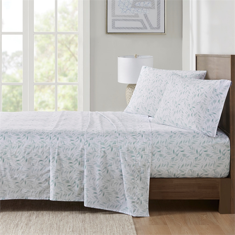 Olliix Madison Park Essentials 200 Thread Count Printed King Sheet Set Green