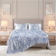 Olliix Madison Park Essentials Printed Satin Full Sheet Set in Blue Marble