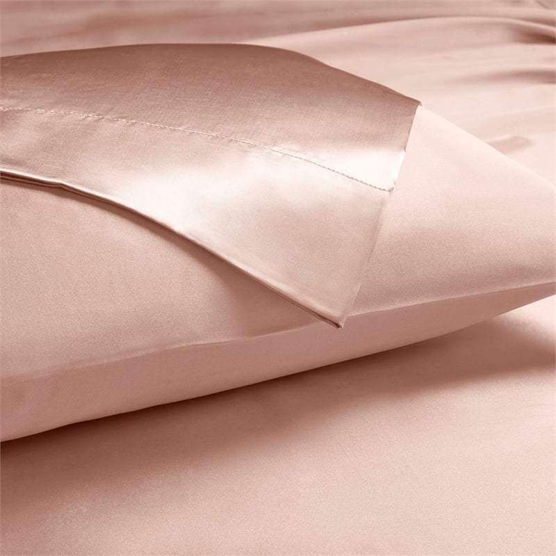 Olliix Madison Park Essentials Satin Twin Sheet Set Polyester in Blush