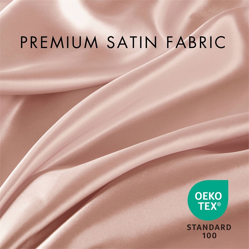 Olliix Madison Park Essentials Satin Twin Sheet Set Polyester in Blush