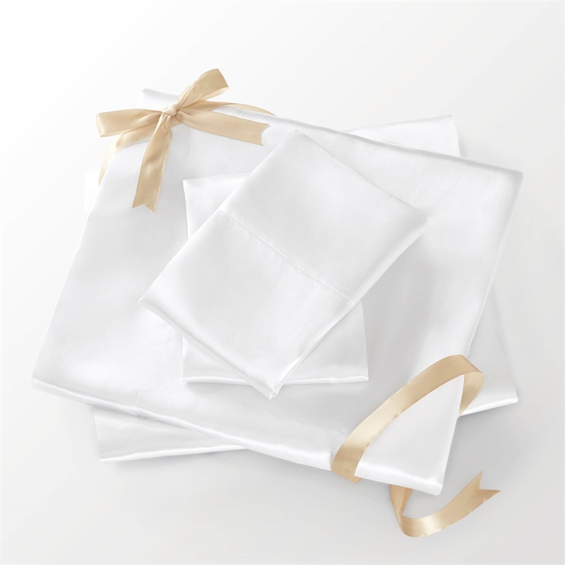 Olliix Madison Park Essentials Satin Twin Sheet Set Polyester in White