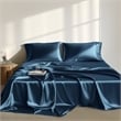 Olliix Madison Park Essentials Satin Full Sheet Set Polyester in Midnight Blue
