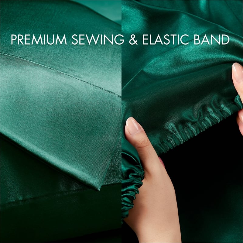 Olliix Madison Park Essentials Satin Full Sheet Set Polyester in Emerald