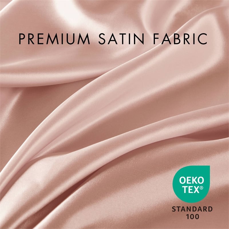 Olliix Madison Park Essentials Satin Full Sheet Set Polyester in Blush