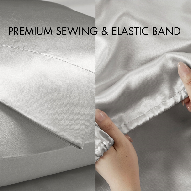 Olliix Madison Park Essentials Satin Full Sheet Set Polyester in Light Grey