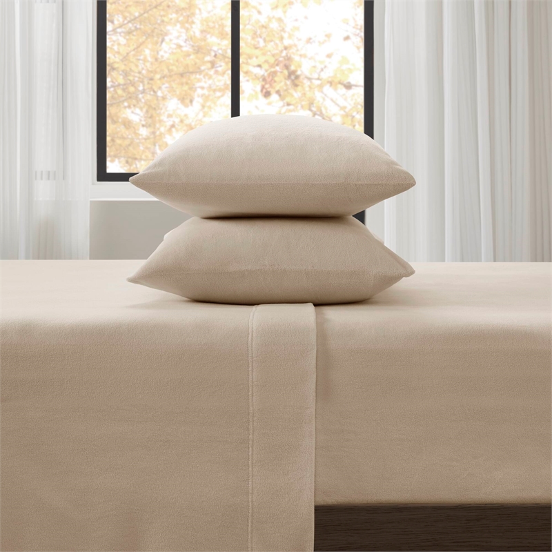 Olliix True North by Sleep Philosophy Micro Fleece King Sheet Set in Khaki