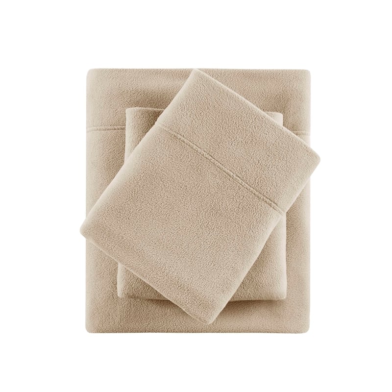 Olliix True North by Sleep Philosophy Micro Fleece King Sheet Set in Khaki