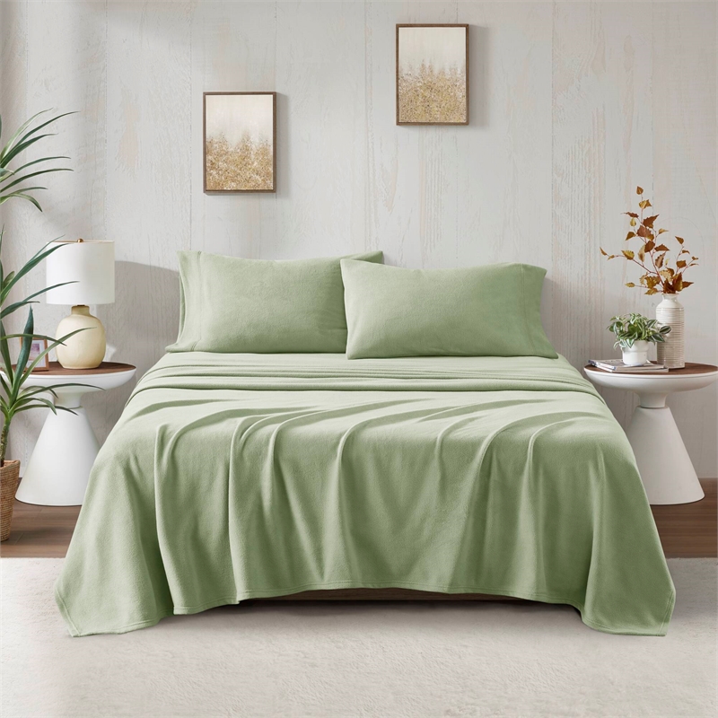 Olliix True North by Sleep Philosophy Micro Fleece Twin Sheet Set in Green