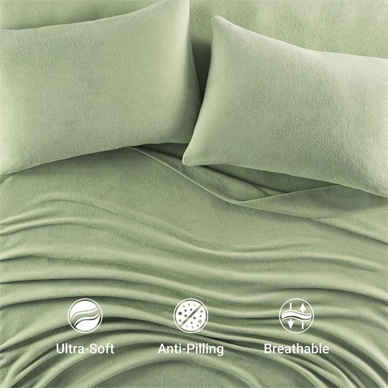 Olliix True North by Sleep Philosophy Micro Fleece Full Sheet Set in Green