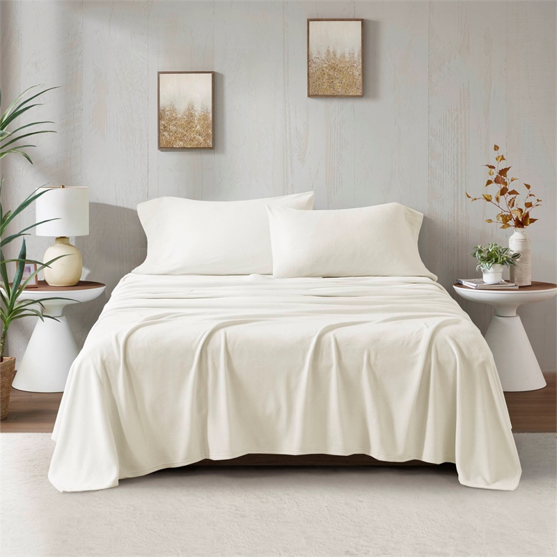 Olliix True North by Sleep Philosophy Micro Fleece Full Sheet Set in Ivory
