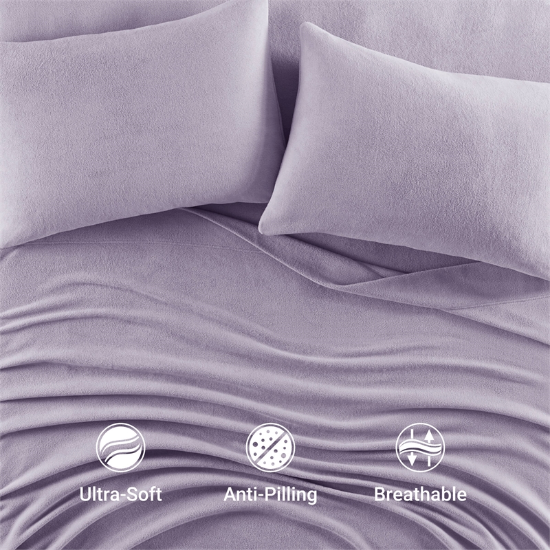 Olliix True North by Sleep Philosophy Micro Fleece Full Sheet Set in Lavender