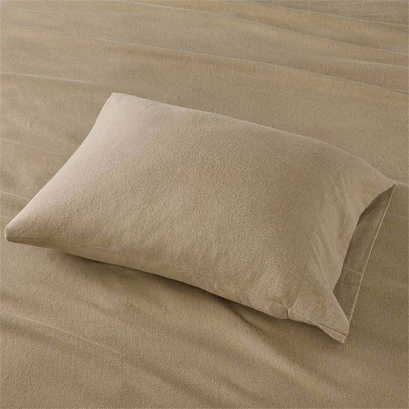 Olliix True North by Sleep Philosophy Cozy Flannel Full Sheet Set in Tan Solid