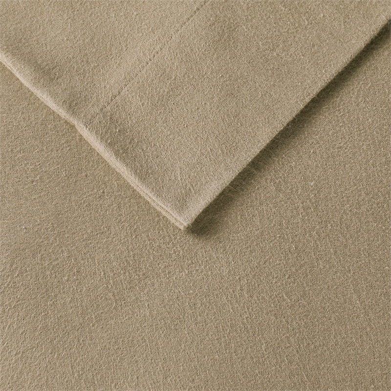 Olliix True North by Sleep Philosophy Cozy Flannel Full Sheet Set in Tan Solid
