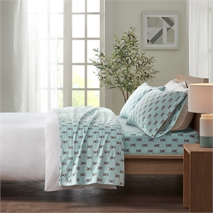 Olliix True North by Sleep Philosophy Cozy Flannel Full Sheet Set in Aqua