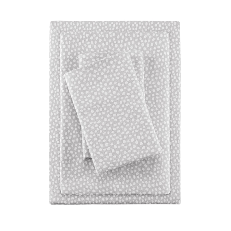 Olliix True North by Sleep Philosophy Cozy Flannel Full Sheet Set in Grey Dots