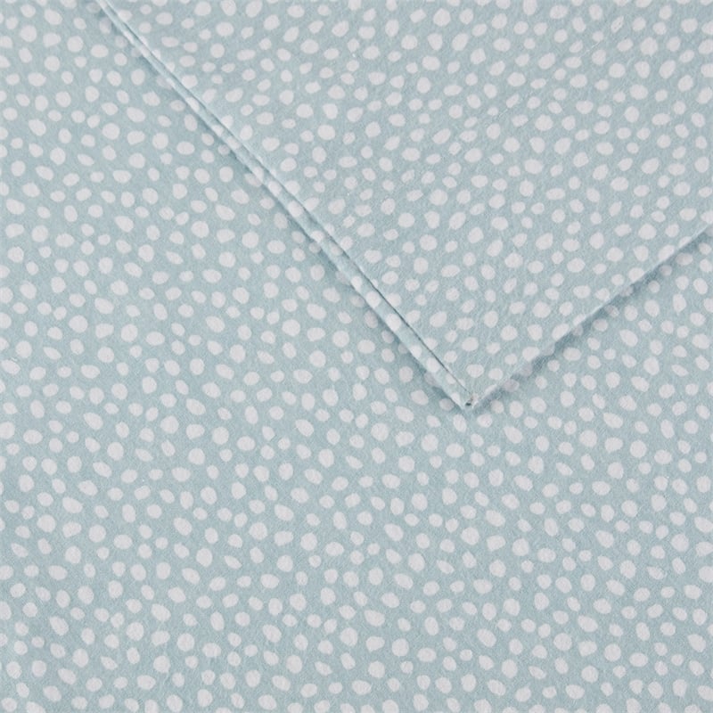 Olliix True North by Sleep Philosophy Cozy Flannel King Sheet Set in Aqua Dots