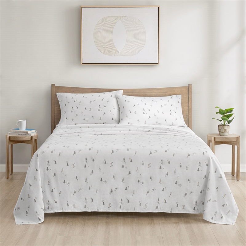 Olliix True North by Sleep Philosophy Cozy Flannel Full Sheet Set in Gray