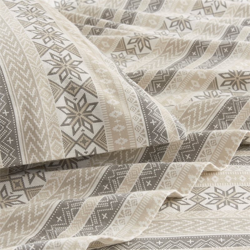 Olliix True North by Sleep Philosophy Cozy Flannel Full Sheet Set in Gray