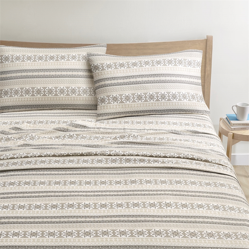 Olliix True North by Sleep Philosophy Cozy Flannel King Sheet Set in Gray
