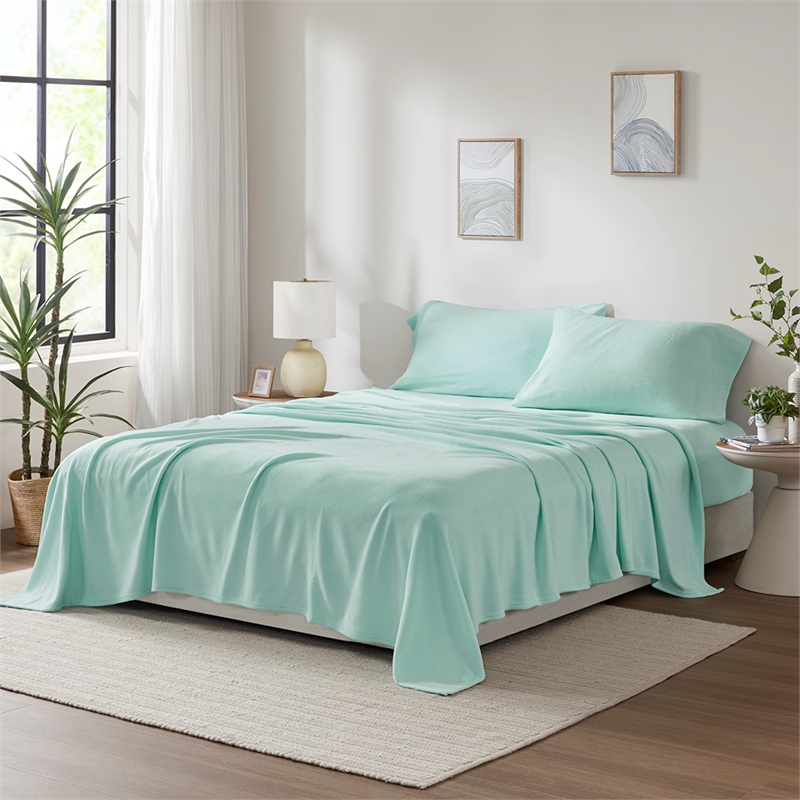 Olliix True North by Sleep Philosophy Micro Fleece Twin Sheet Set in Aqua