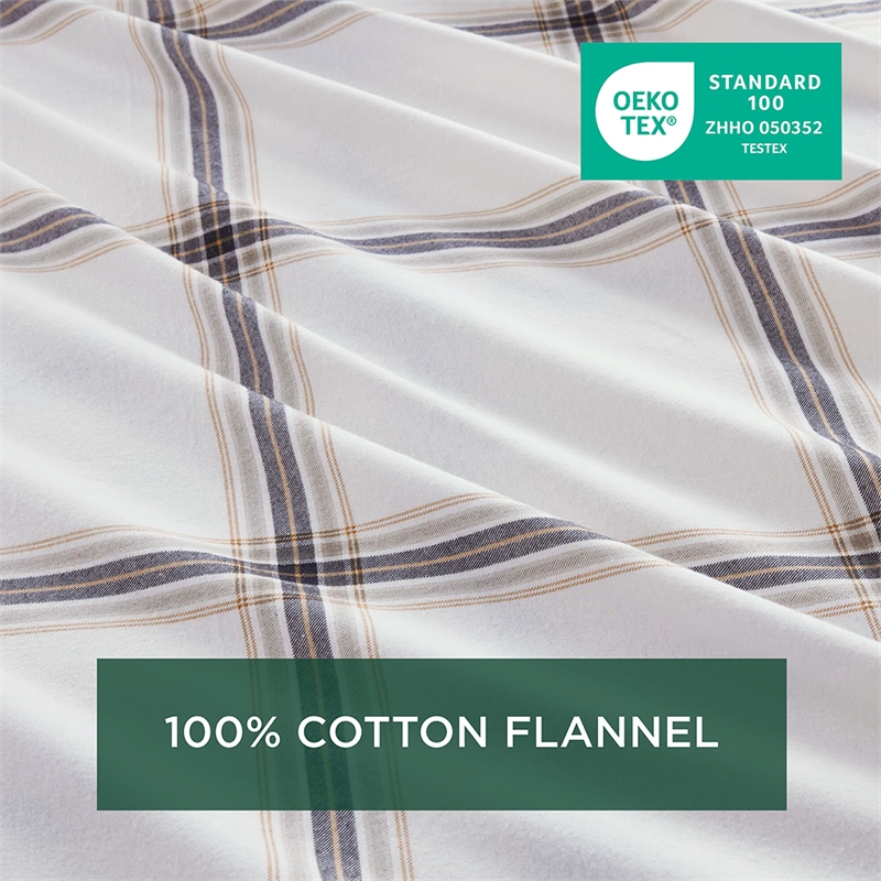 Olliix Woolrich Cotton Flannel King Sheet Set Cotton in Tan Plaid