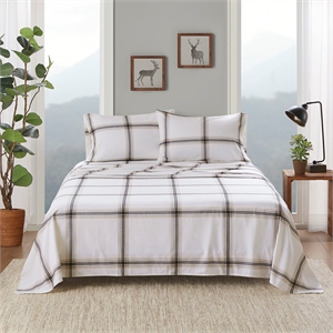 Olliix Woolrich Cotton Flannel King Sheet Set Cotton in Tan Plaid