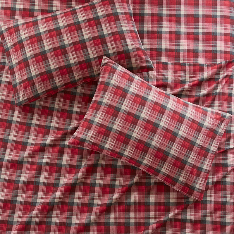 Olliix Woolrich Cotton Flannel Full Sheet Set Cotton in Red Plaid