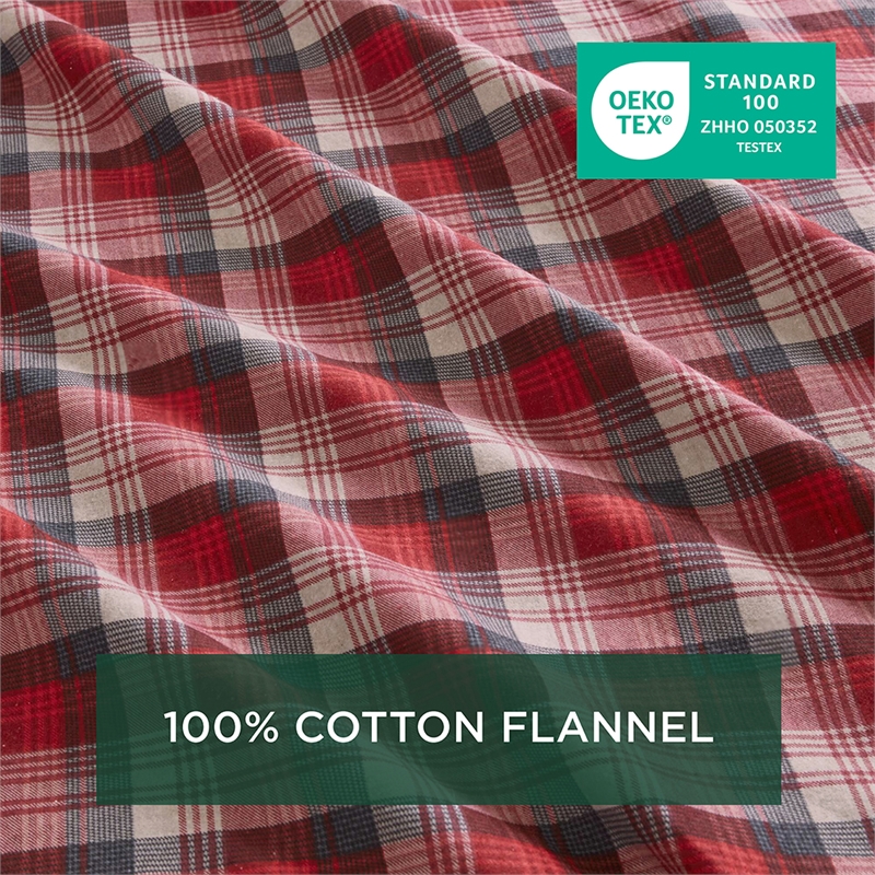 Olliix Woolrich Cotton Flannel Full Sheet Set Cotton in Red Plaid