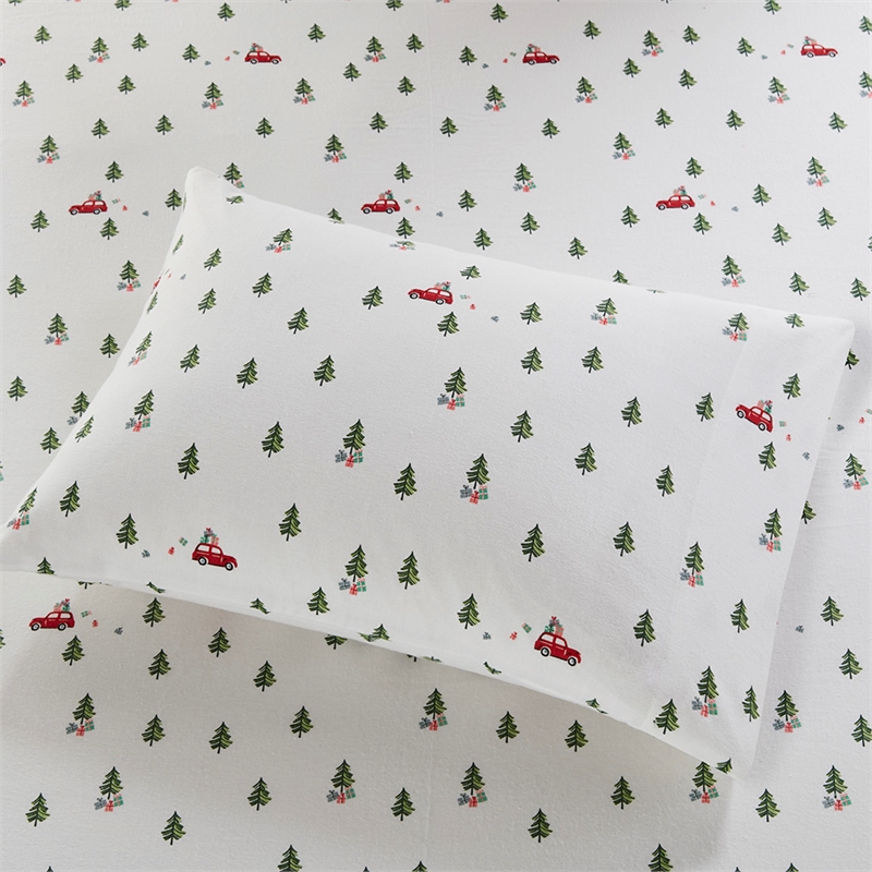 Olliix Woolrich Cotton Flannel Twin Sheet Set Cotton in Green Tree Trip