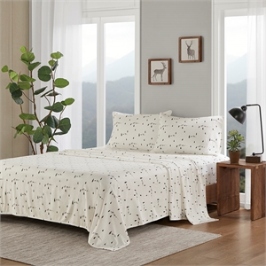 Olliix Woolrich Cotton Flannel Full Sheet Set Cotton in Black Pine Trees