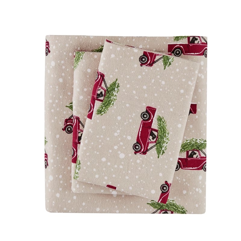 Olliix Woolrich Cotton Flannel King Sheet Set Cotton in Tan Cars