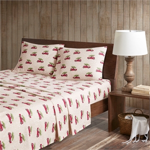 Olliix Woolrich Cotton Flannel King Sheet Set Cotton in Tan Cars