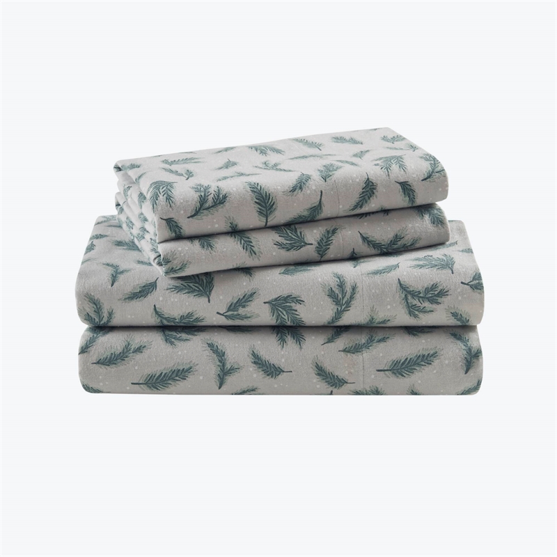 Olliix Woolrich Cotton Flannel King Sheet Set Cotton in Pine Branches