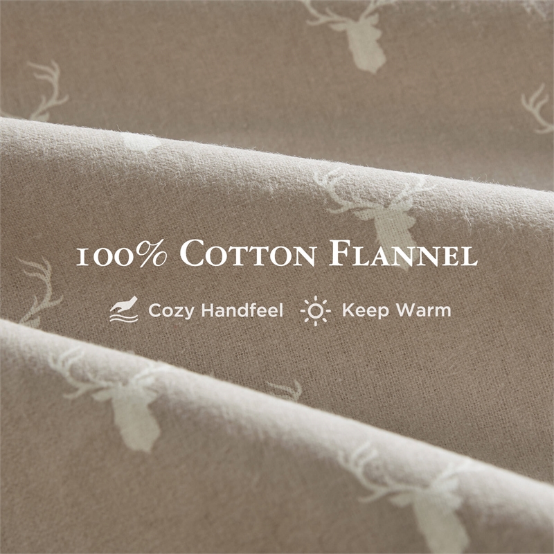 Olliix Woolrich Cotton Flannel Full Sheet Set Cotton in Stag Head