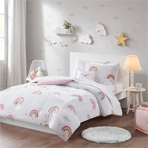 Olliix Intelligent Design Kids Alicia Twin Comforter Set Polyester in White