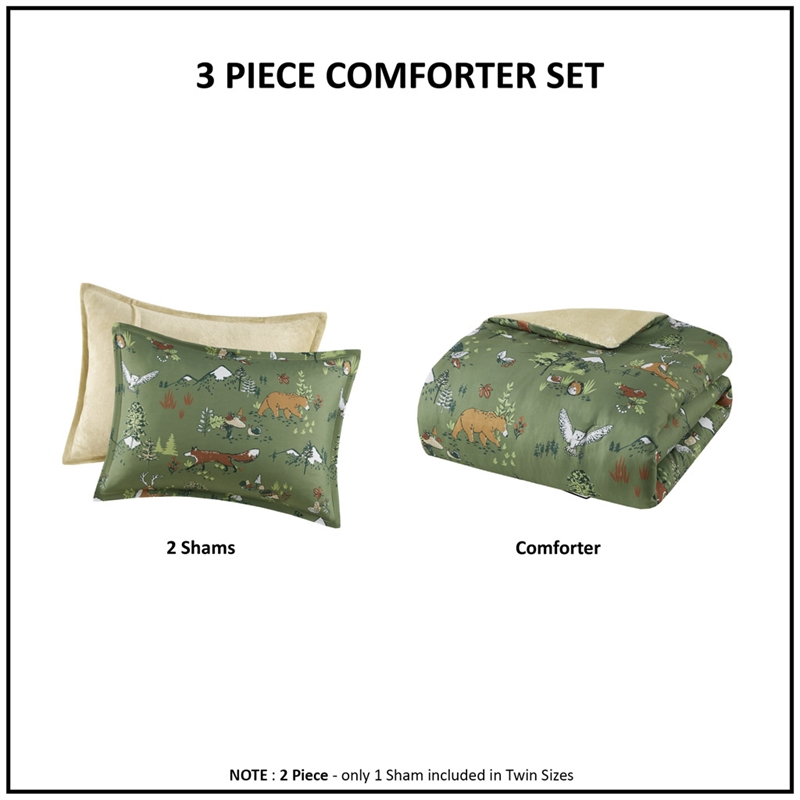 Olliix Intelligent Design Kids Heath Twin Comforter Mini Set Polyester in Green